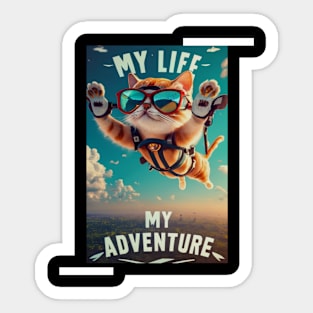 Funny cute cat adventure Sticker